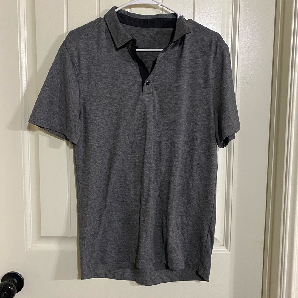 Lululemon Gray Polo Shirt with Classic Collar and Short Sleeves